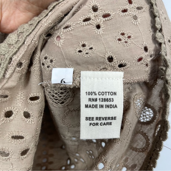 JOIE Tan Eyelet Crochet Sleeveless Blouse NWT S V-Neck Cotton Tank Top $98 - Picture 11 of 14